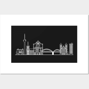 Cologne Skyline in white with details Posters and Art